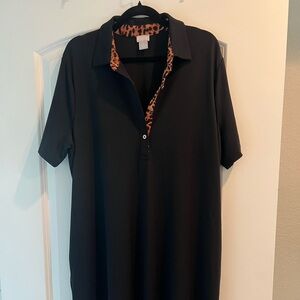 CHICO'S Knit Placket & Collar Leopard Dress Size 3 US 16 /18 Capsule